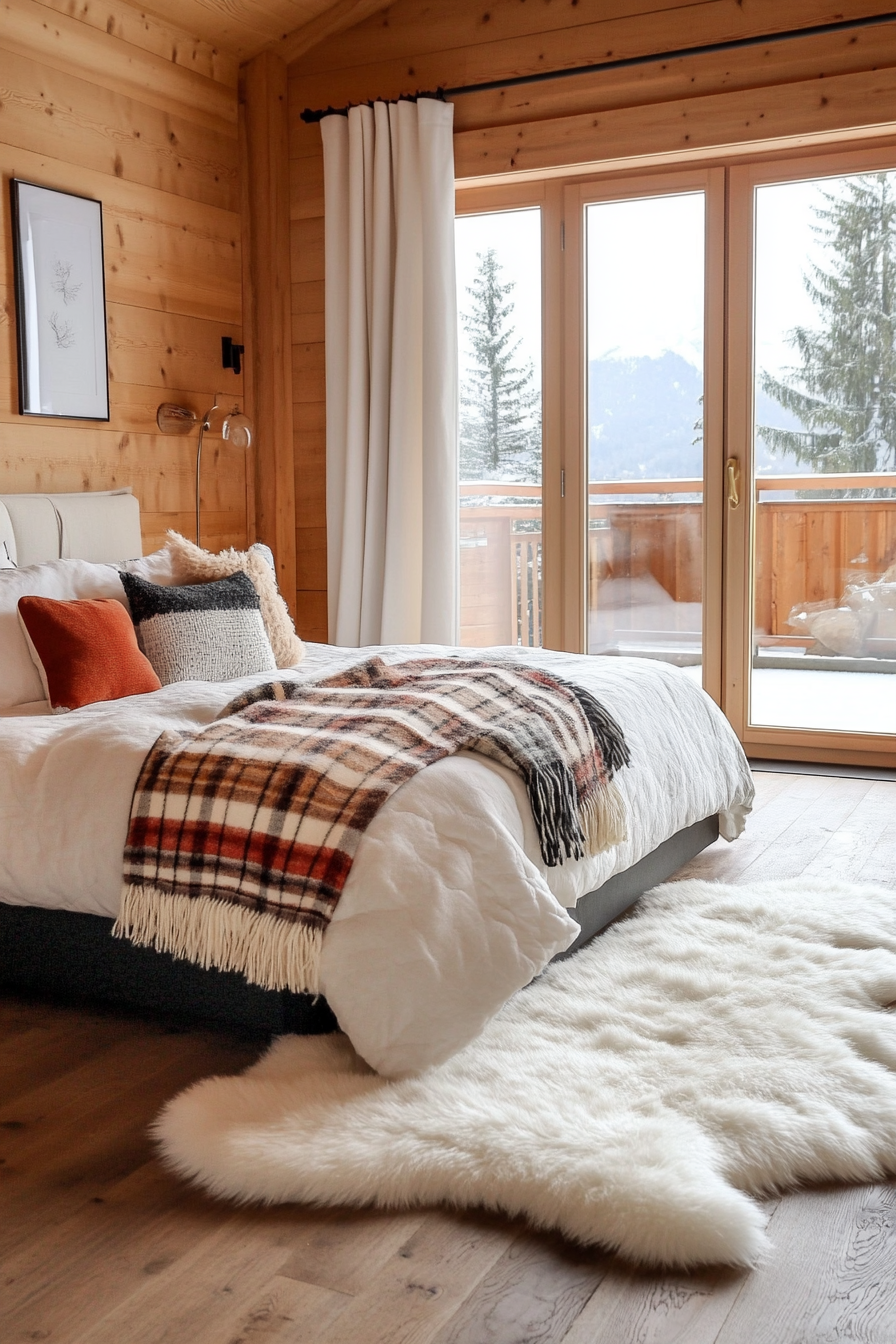 Sheepskin rug for warmth and texture