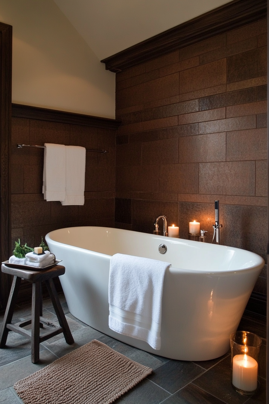 Close-up of copper textured walls with glowing light