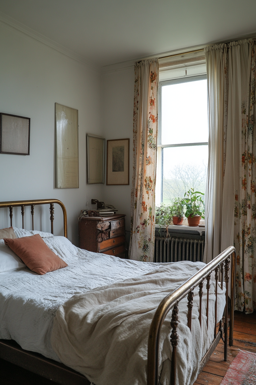 An antique brass bed frame with vintage charm and character
