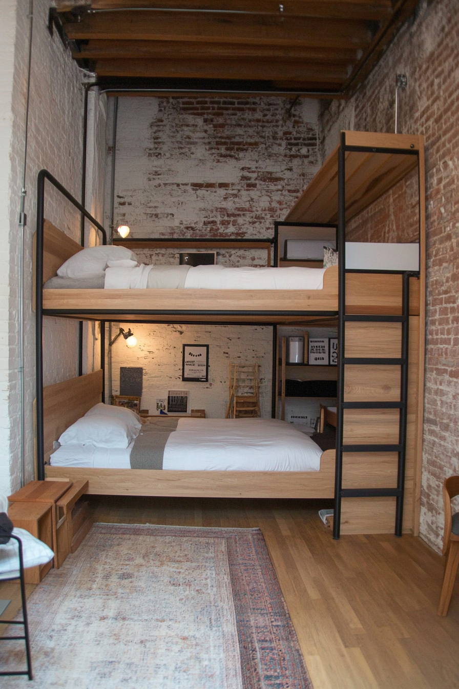 Industrial bunk beds with rugged metal frames