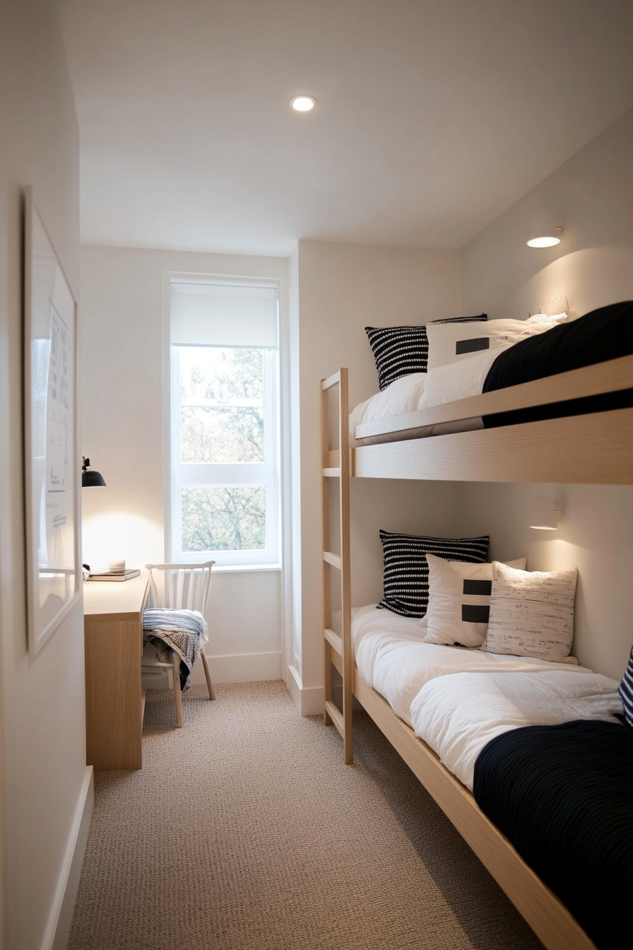 Close-up of black-and-white minimalist bed setup