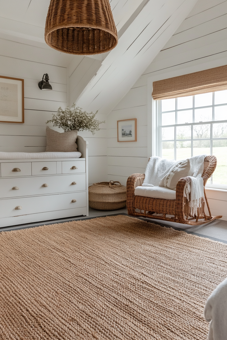 Rustic farmhouse nursery with cozy elements
