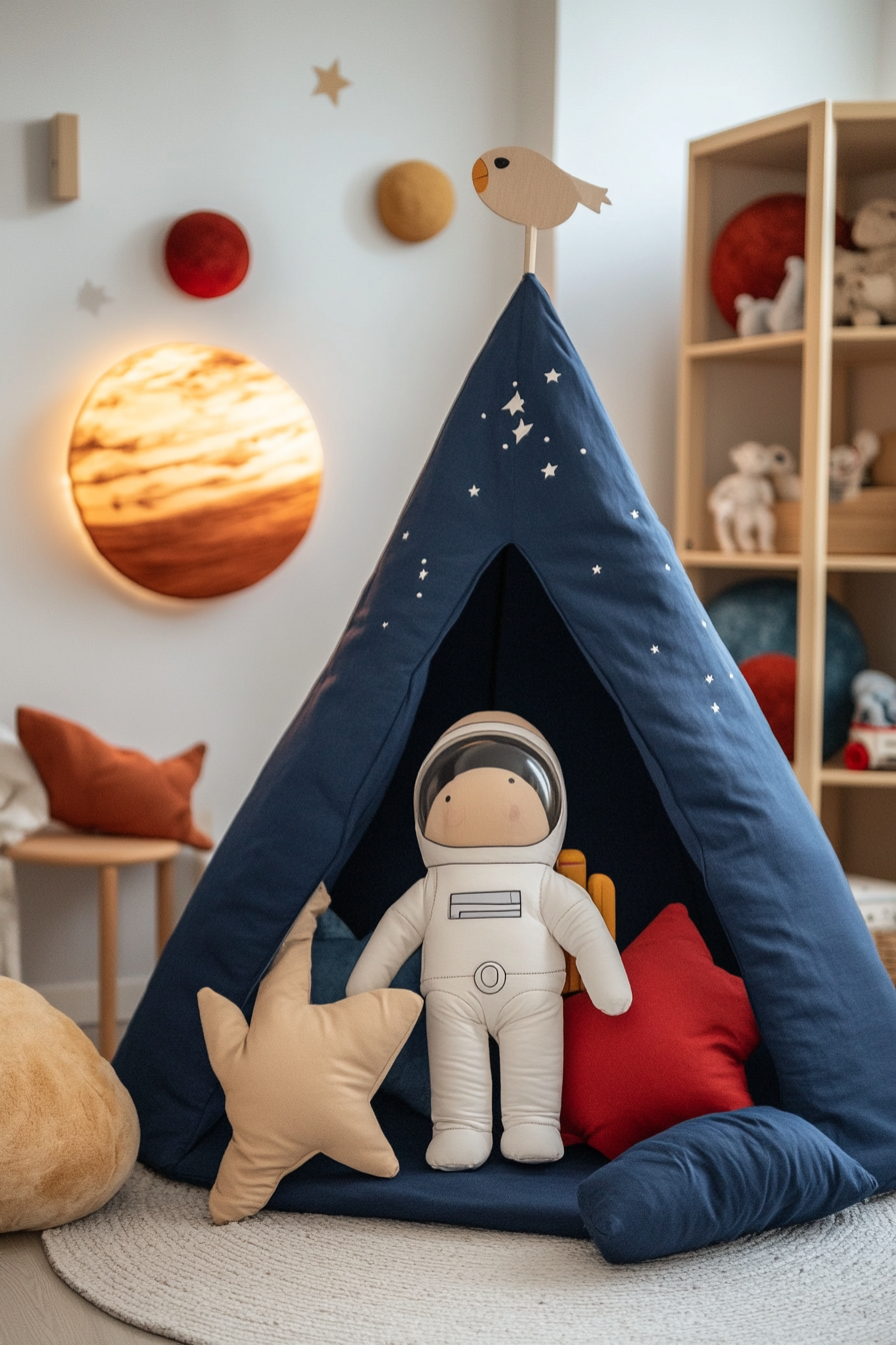 Rocket-themed nursery finishing touches