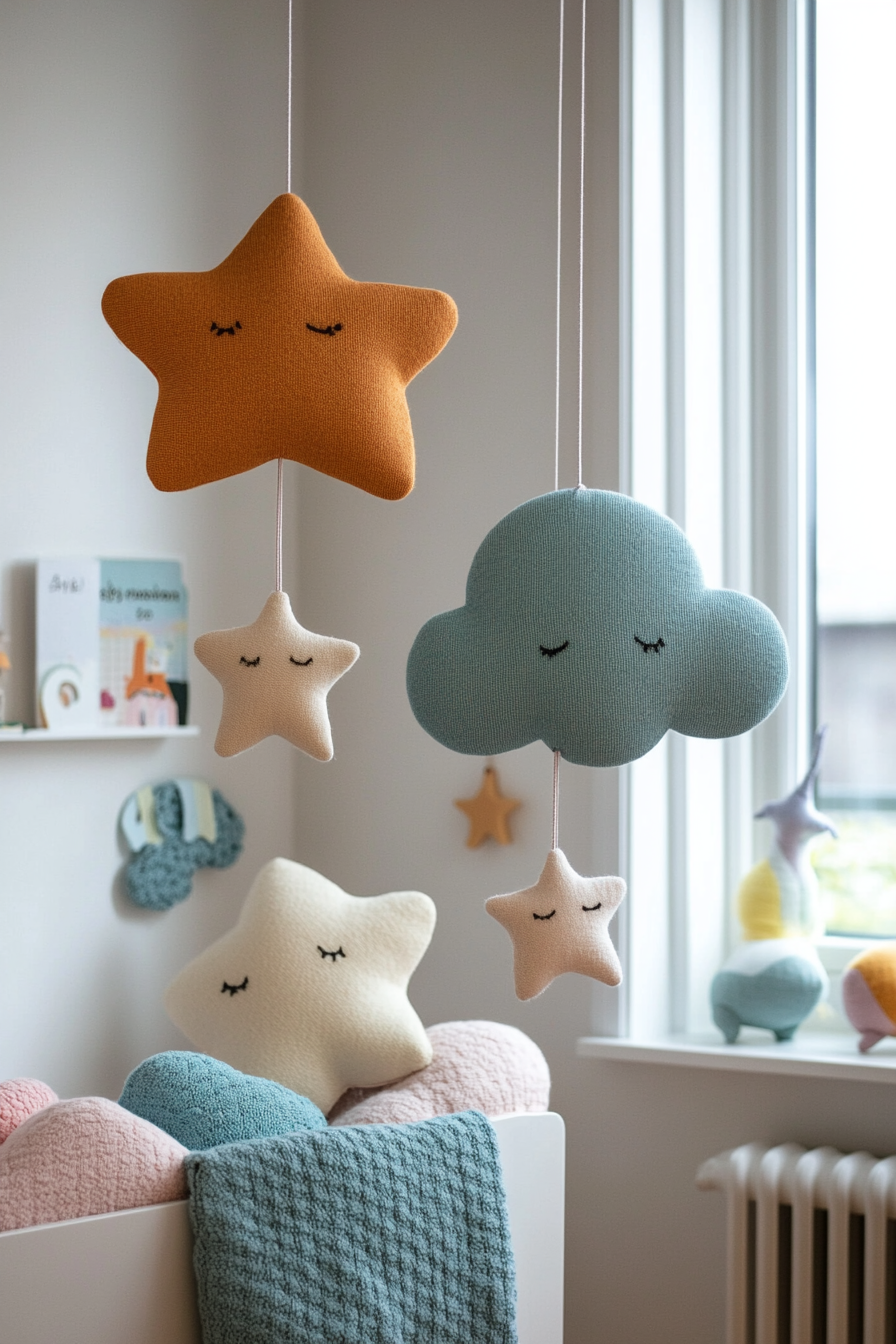 Soft pastel nursery with rainbow touches