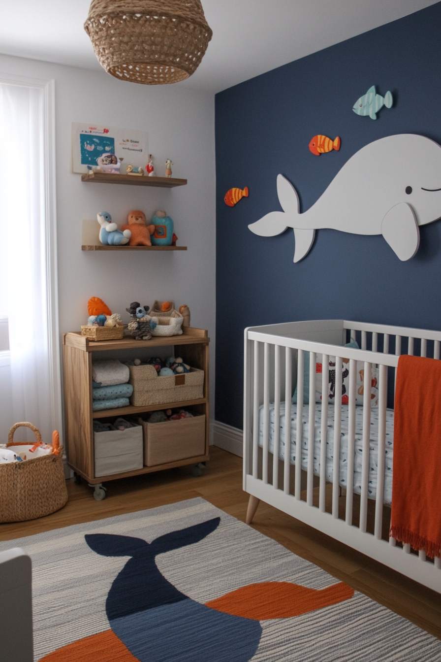 Soothing ocean nursery with sea life elements