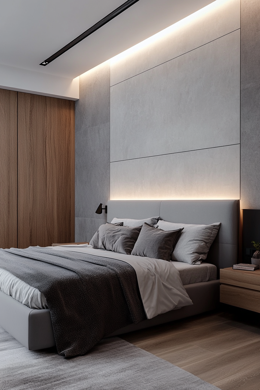 Minimalist grey decor with clean lines design concept