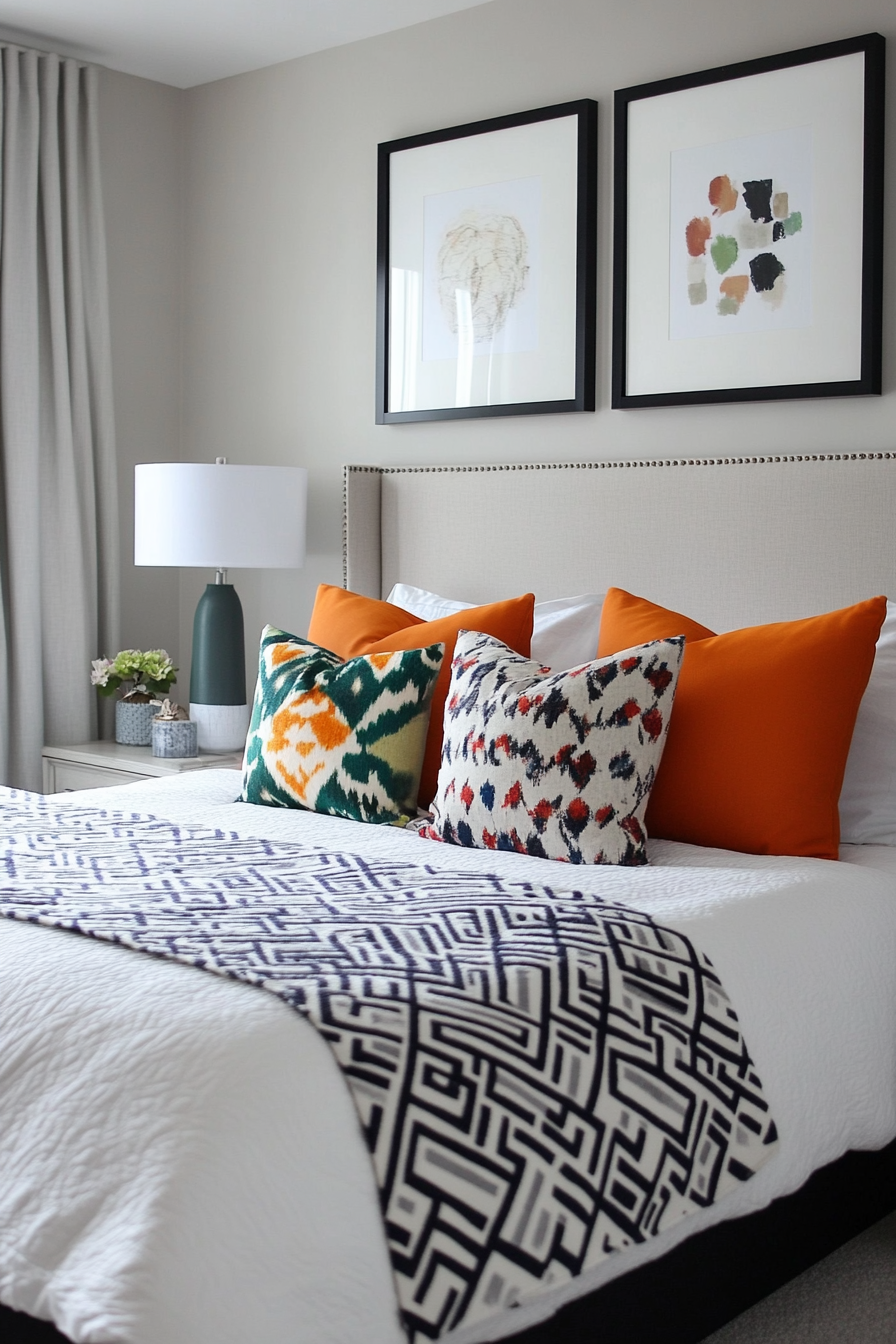 Soft grey walls with bold accents detail
