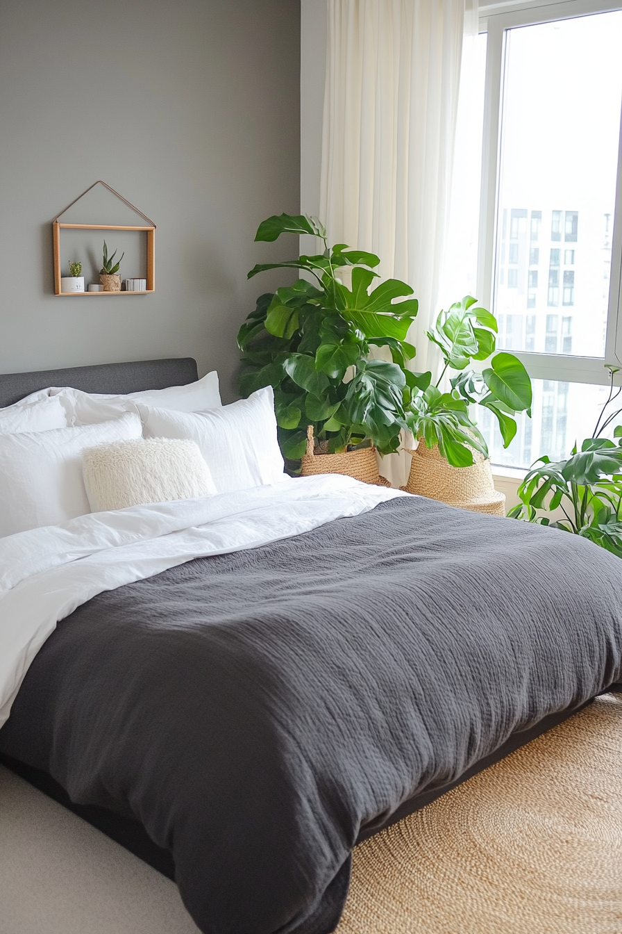 Grey and white palette with greenery design concept