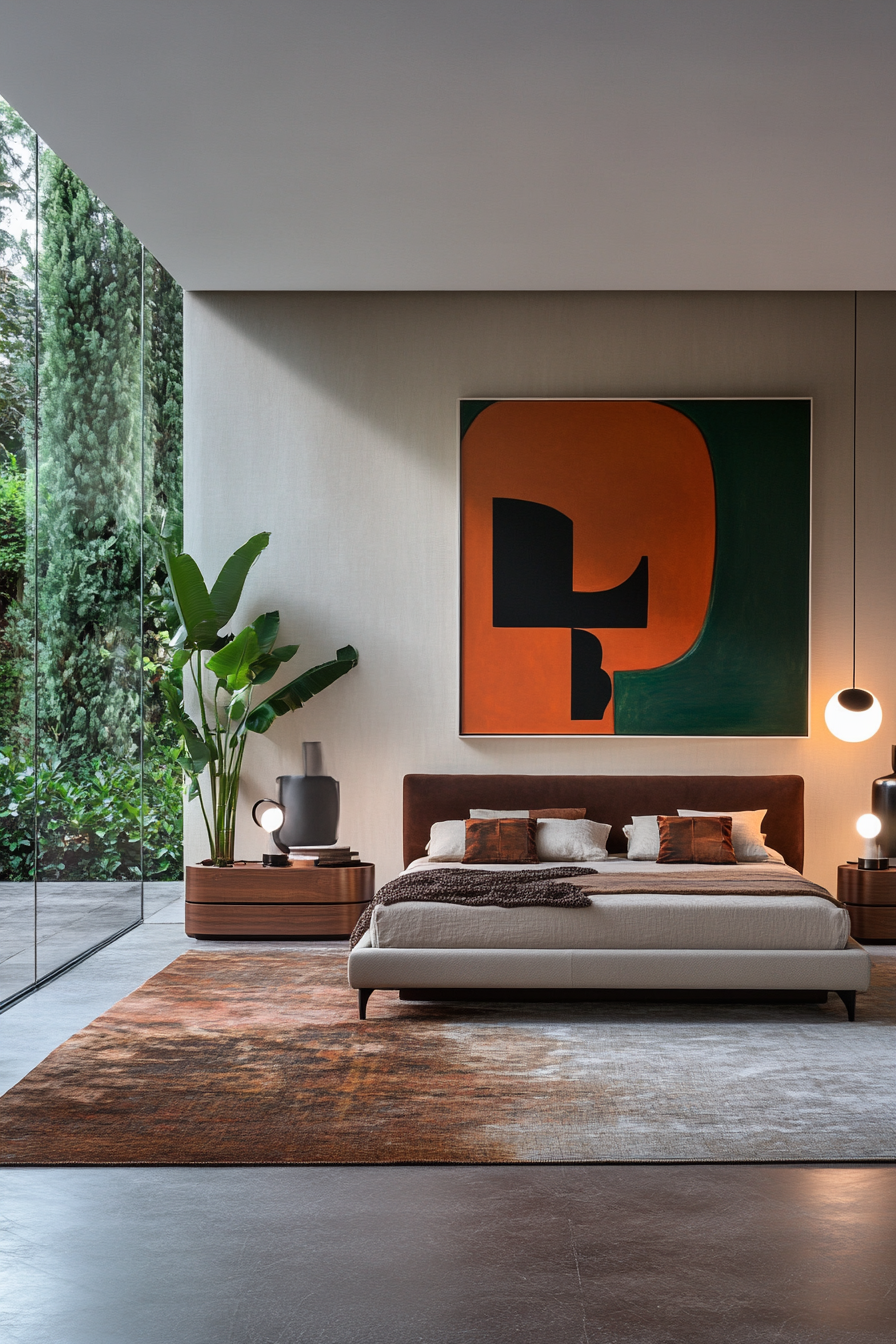 [Curated statement art adds vibrant focal point]