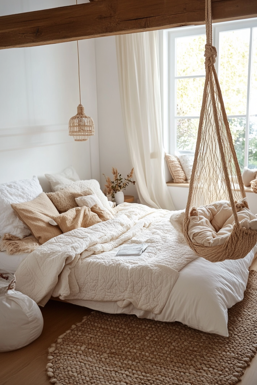 Close-up of cozy Nordic-inspired bed linens