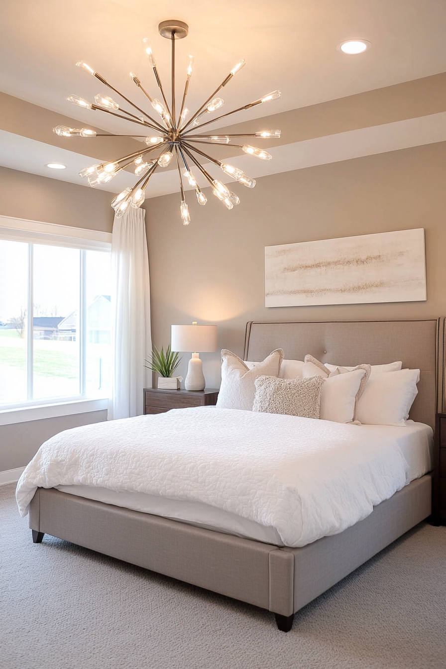 Close-up of contemporary statement light fixture