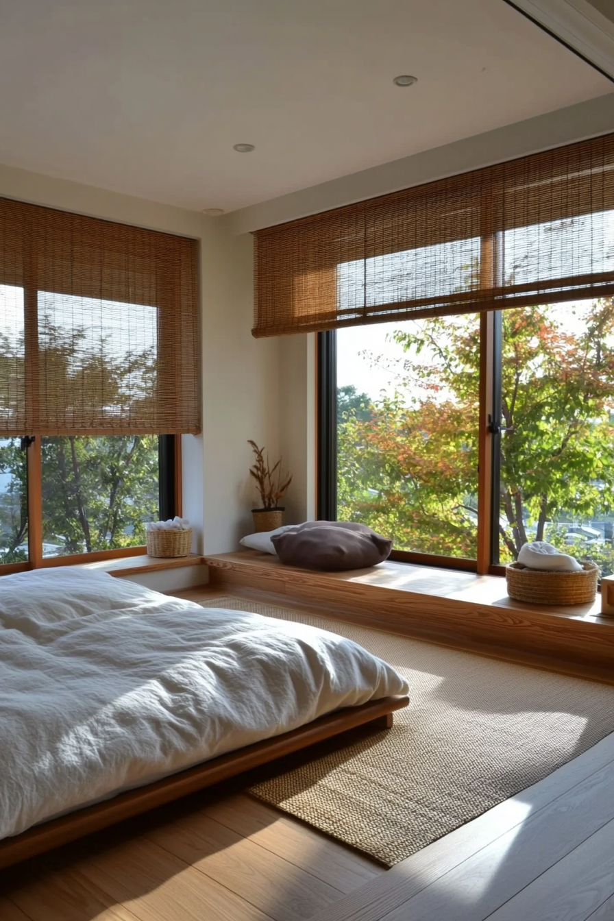 Close-up of tatami mat flooring