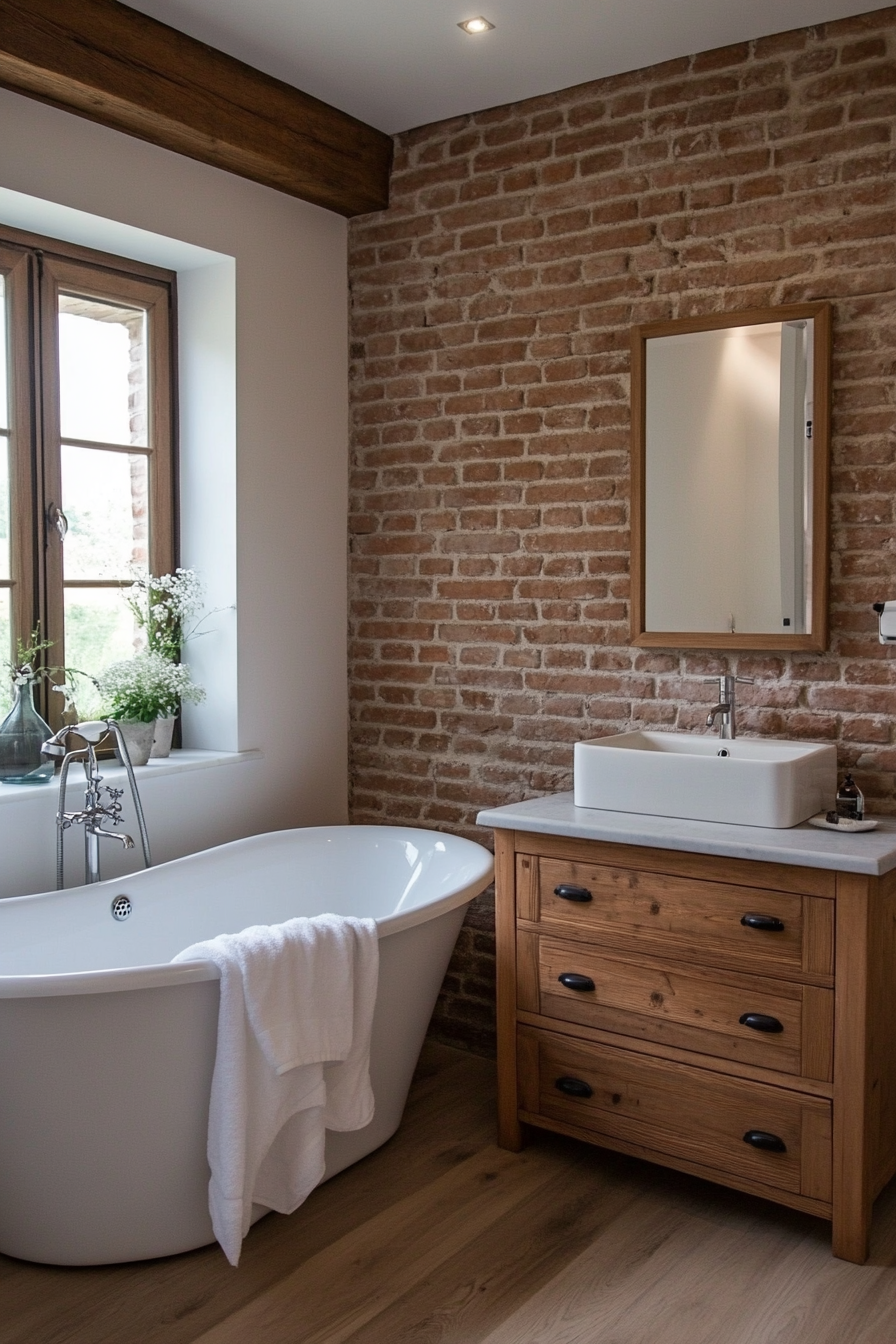 Brick accent wall with a cozy rustic vibe