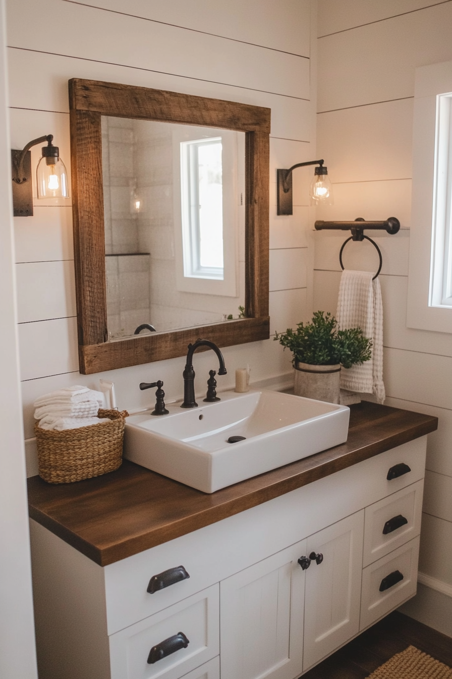 Vintage mirror framed in reclaimed barn wood
