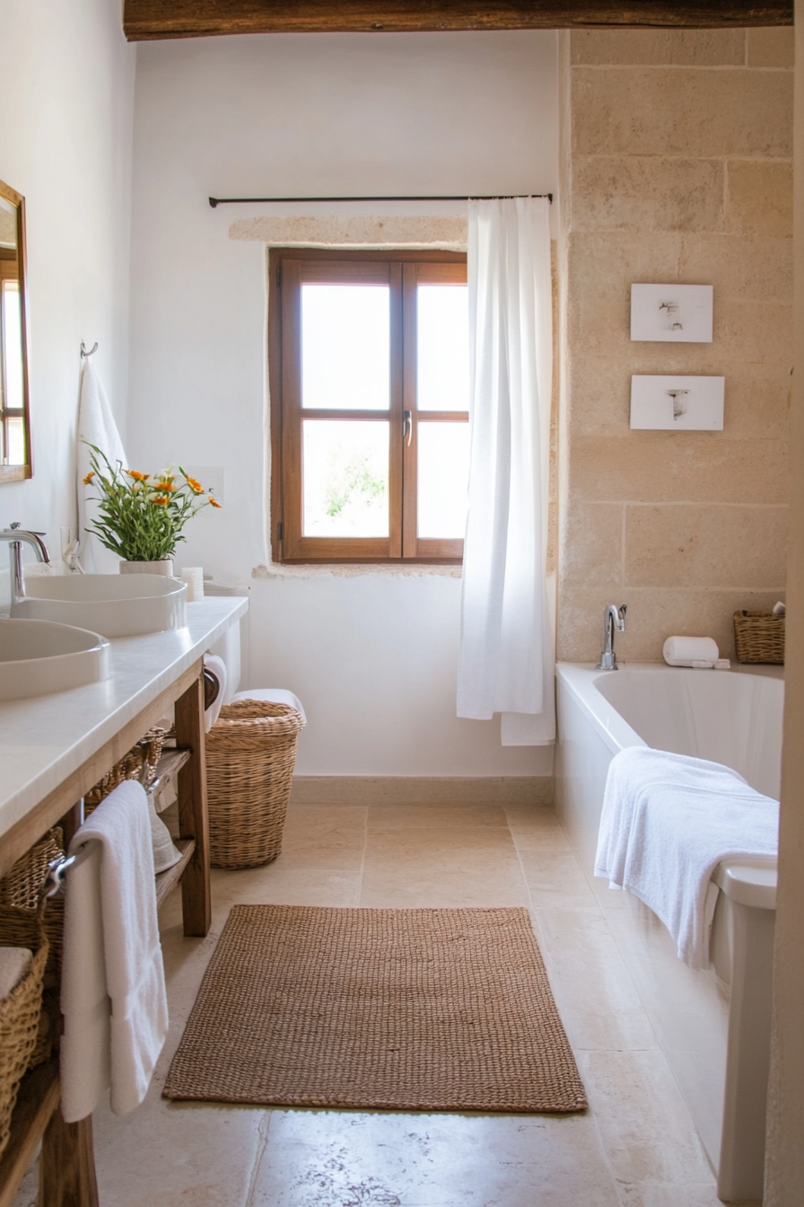 Neutral palette with earthy tones and natural textures