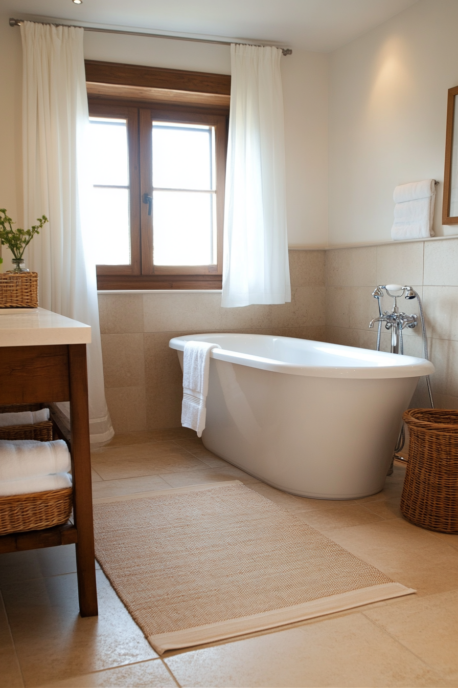 Neutral palette with earthy tones and natural textures
