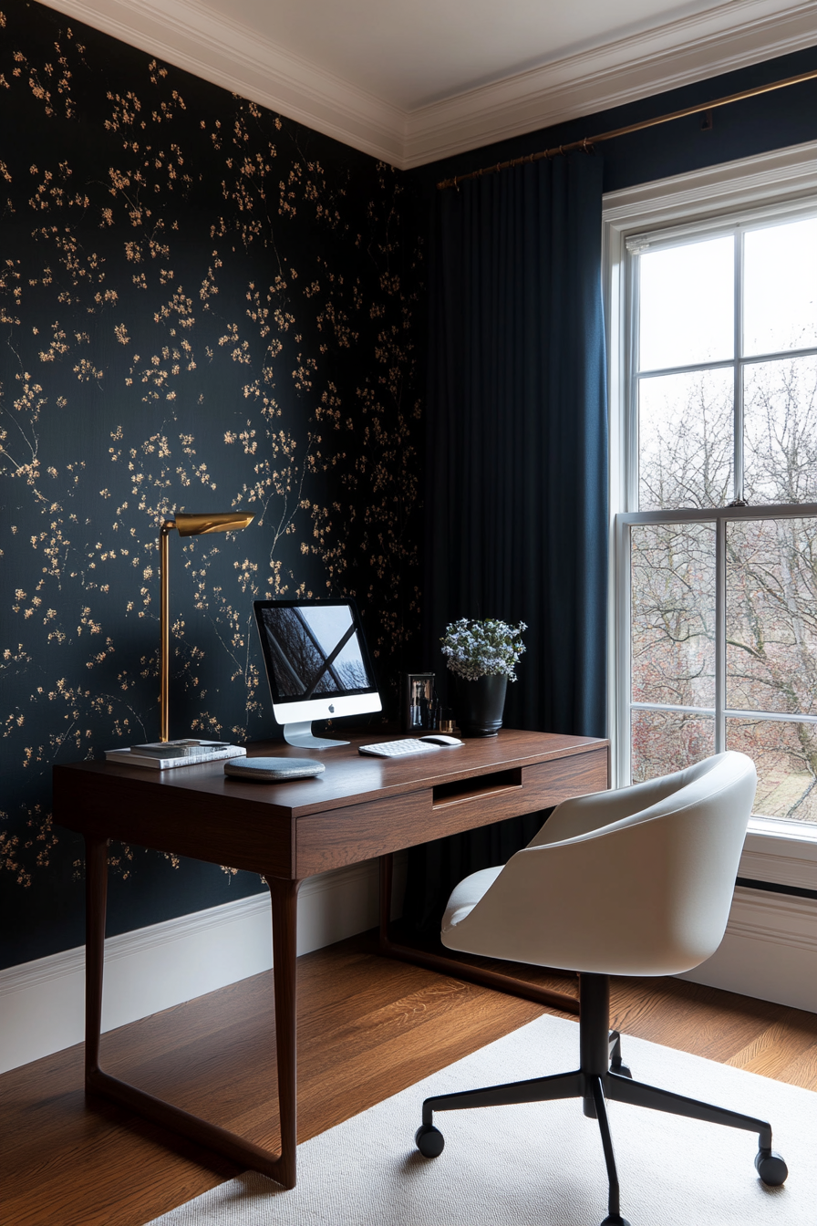 Dark wallpaper in minimalist office