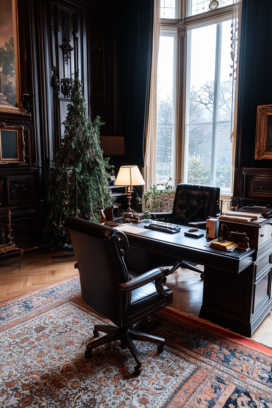 Gothic-inspired office with candles