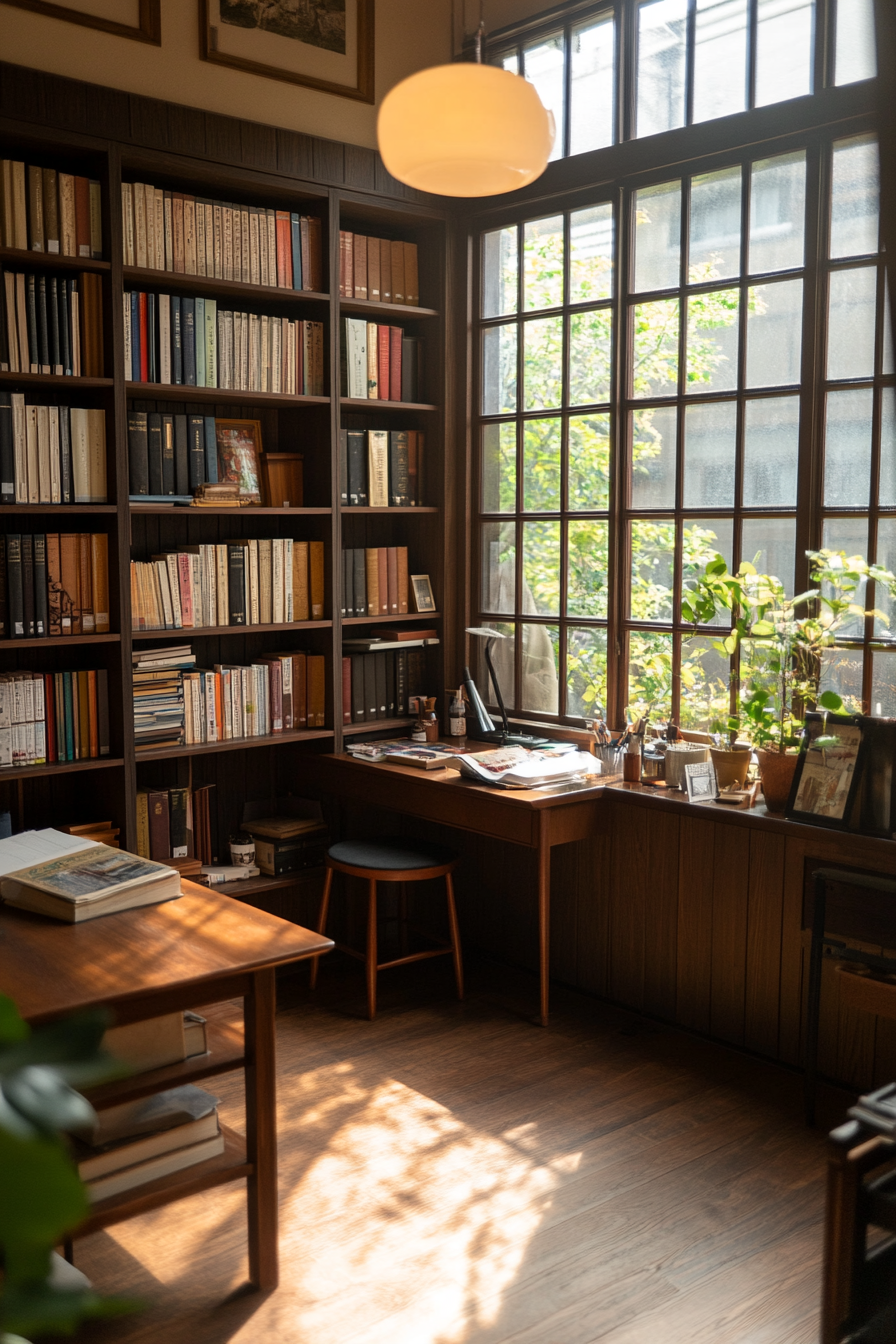Black shelving with soft backlighting