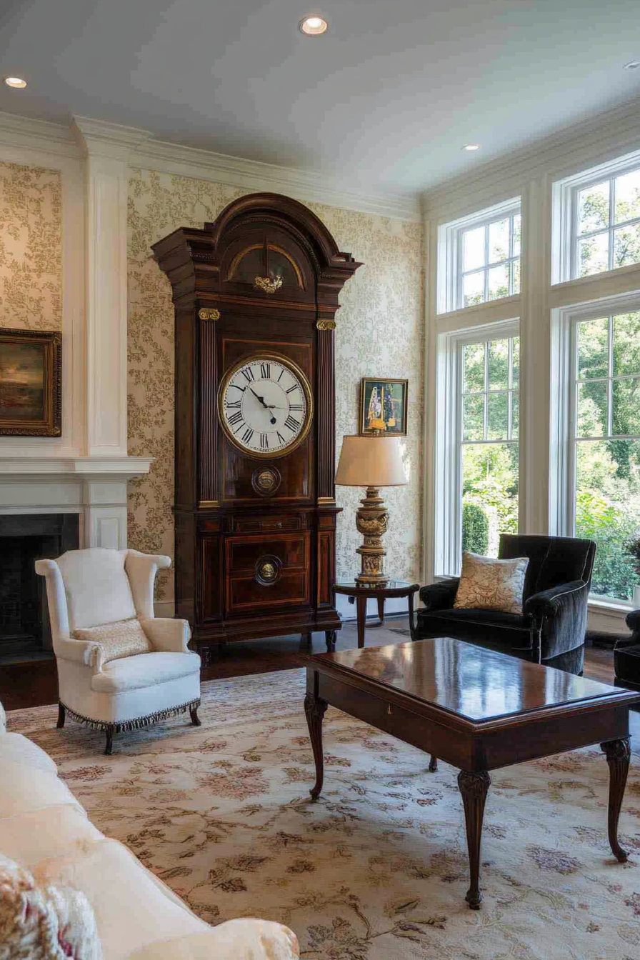 Grand Victorian clock on mantel