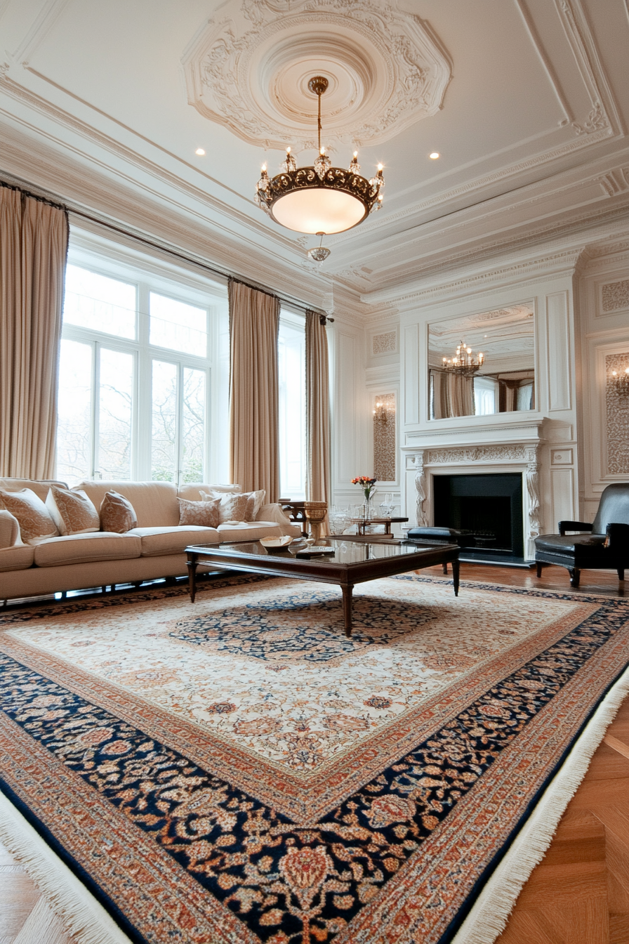 Intricately patterned Persian rug