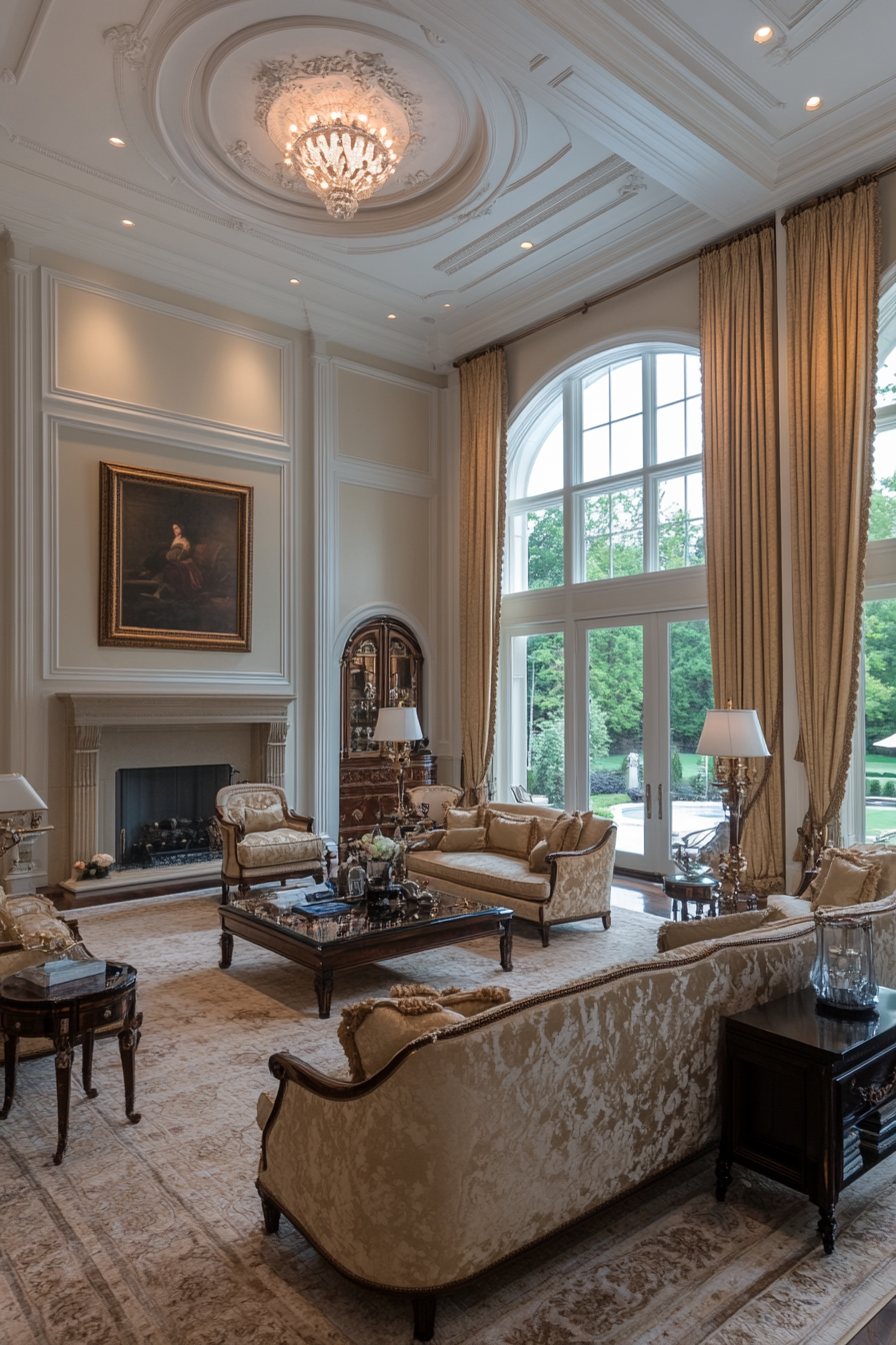 Luxurious heavy draped curtains