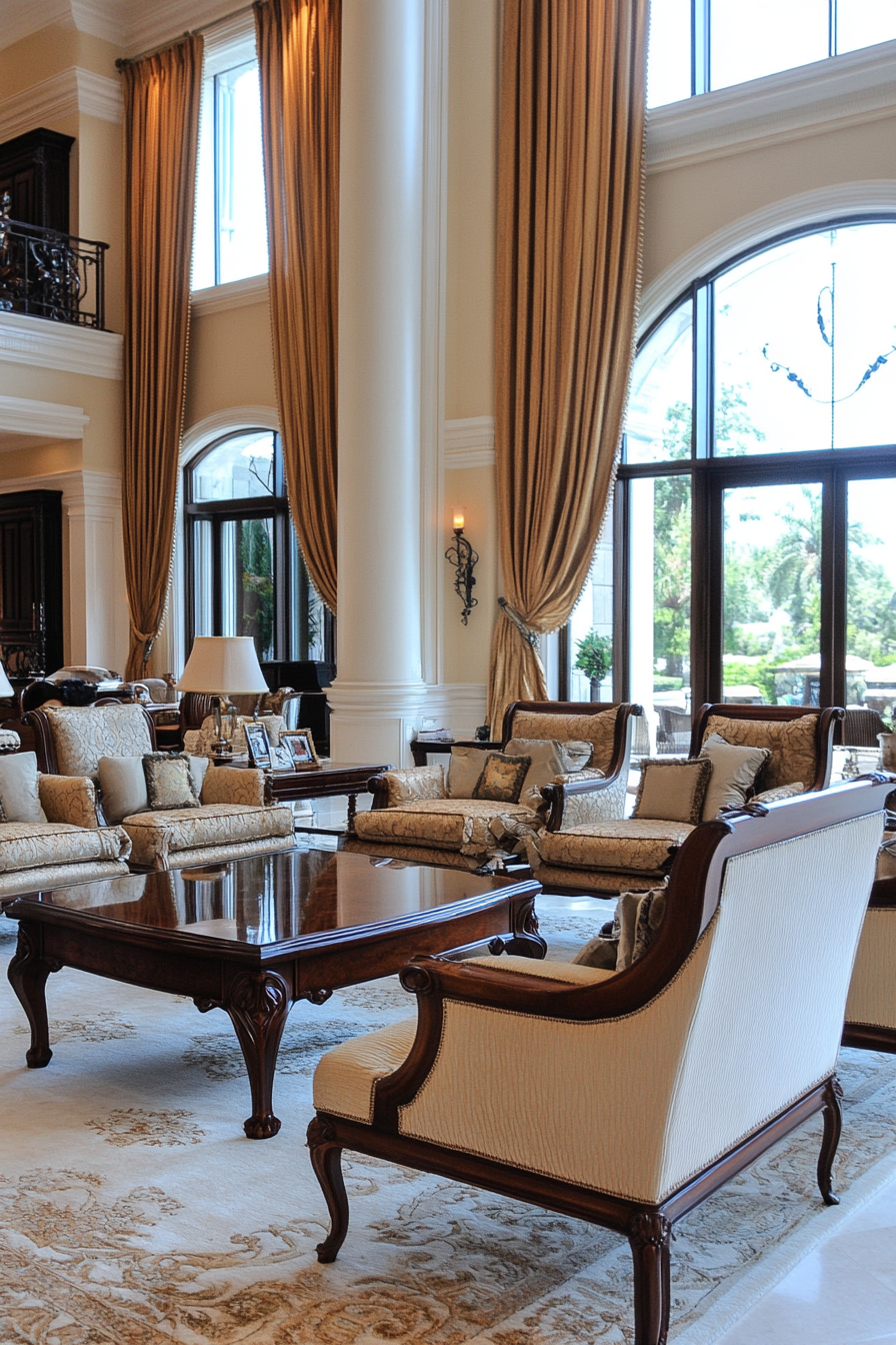 Luxurious heavy draped curtains