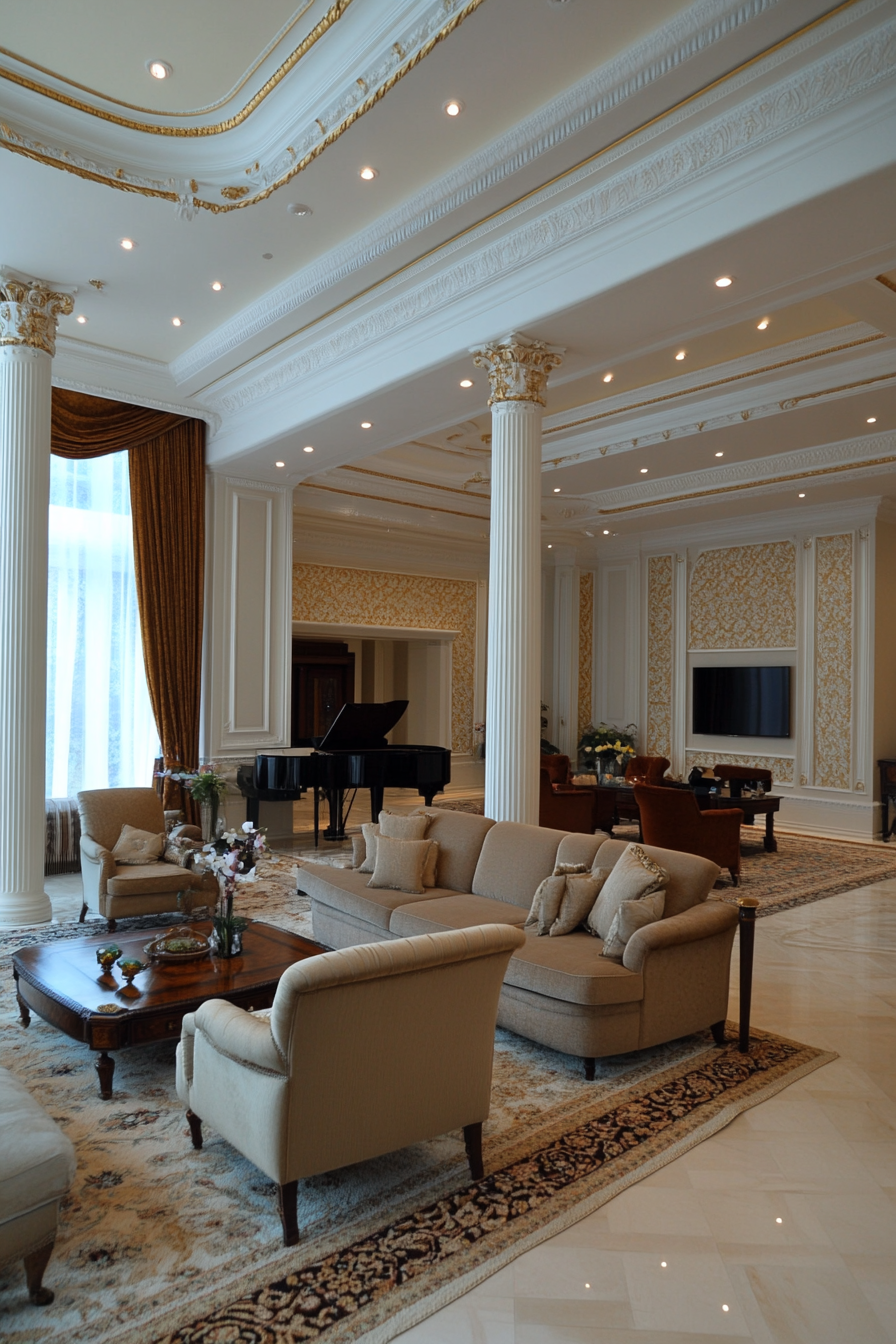 Ornate molding with gold-painted accents