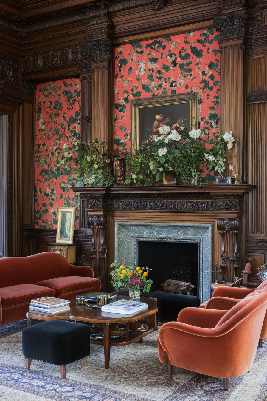 Bold Victorian floral wallpaper