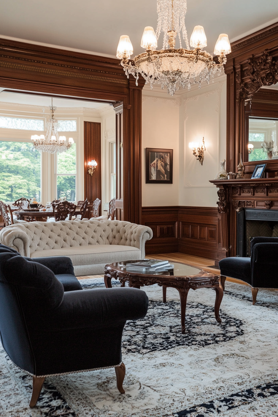 Mahogany furniture with intricate carvings