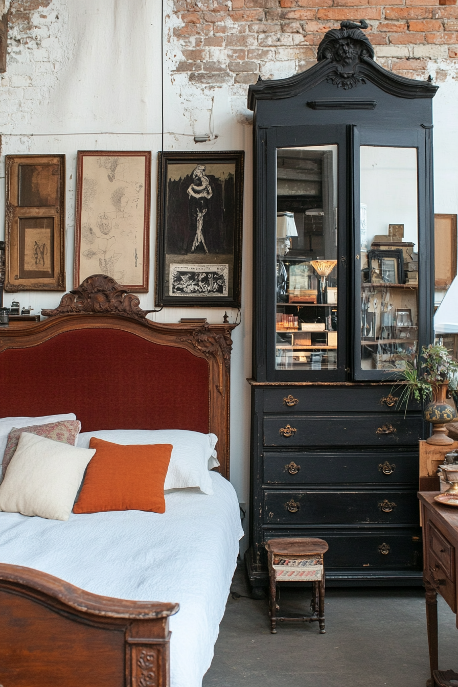 Mismatched vintage furniture with Gothic charm
