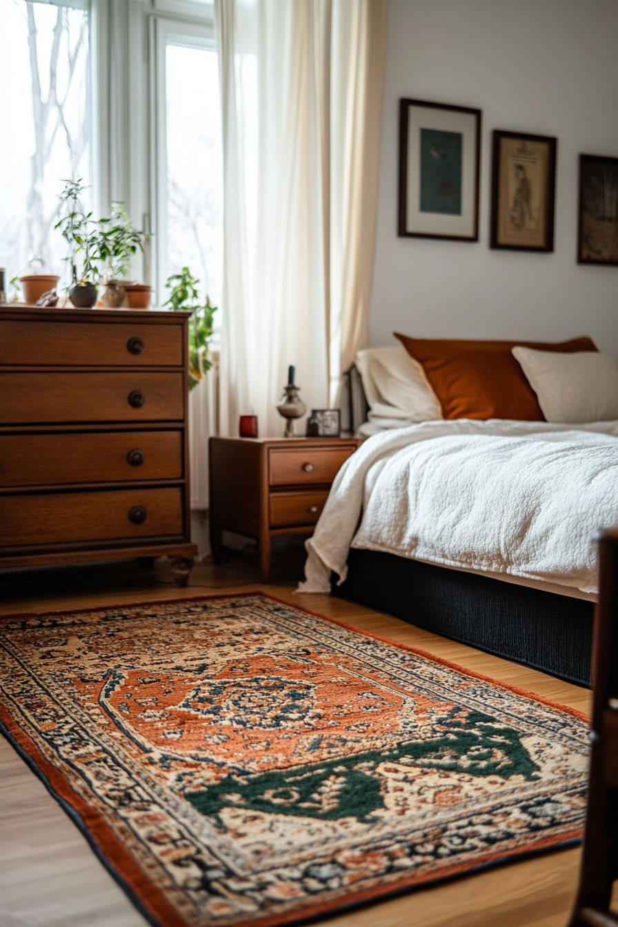 Layered rugs for eclectic textured floors